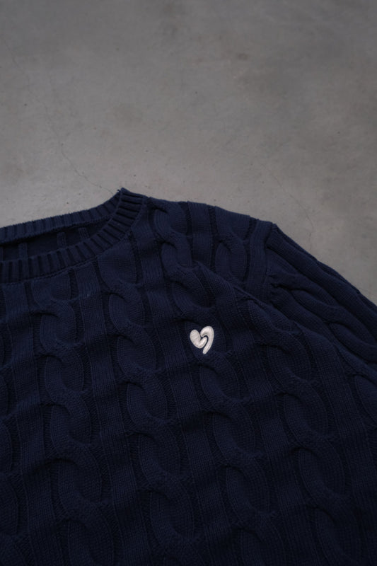 Pull Classique En Laine Bleu Marine