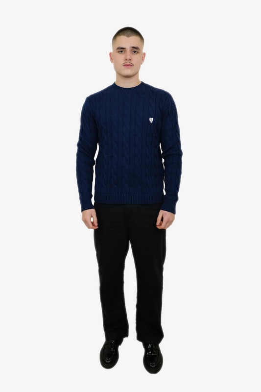 Pull Classique En Laine Bleu Marine