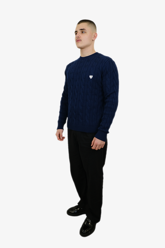 Pull Classique En Laine Bleu Marine
