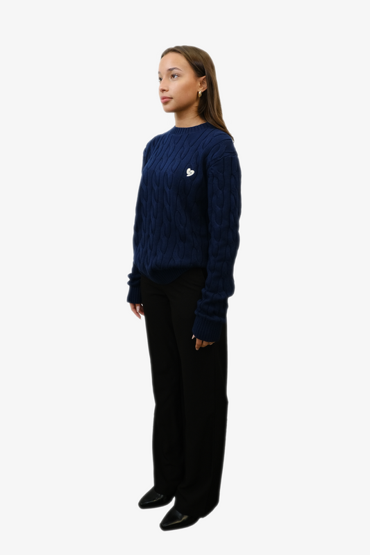 Pull Classique En Laine Bleu Marine