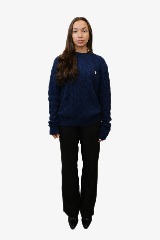 Pull Classique En Laine Bleu Marine
