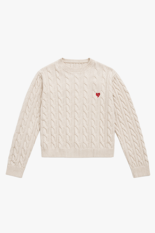 Pull Classique En Laine Crème
