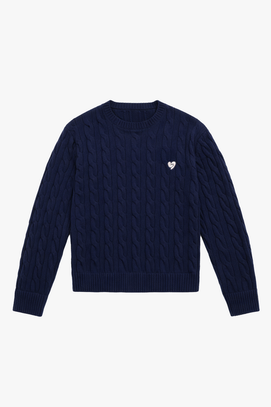 Pull Classique En Laine Bleu Marine